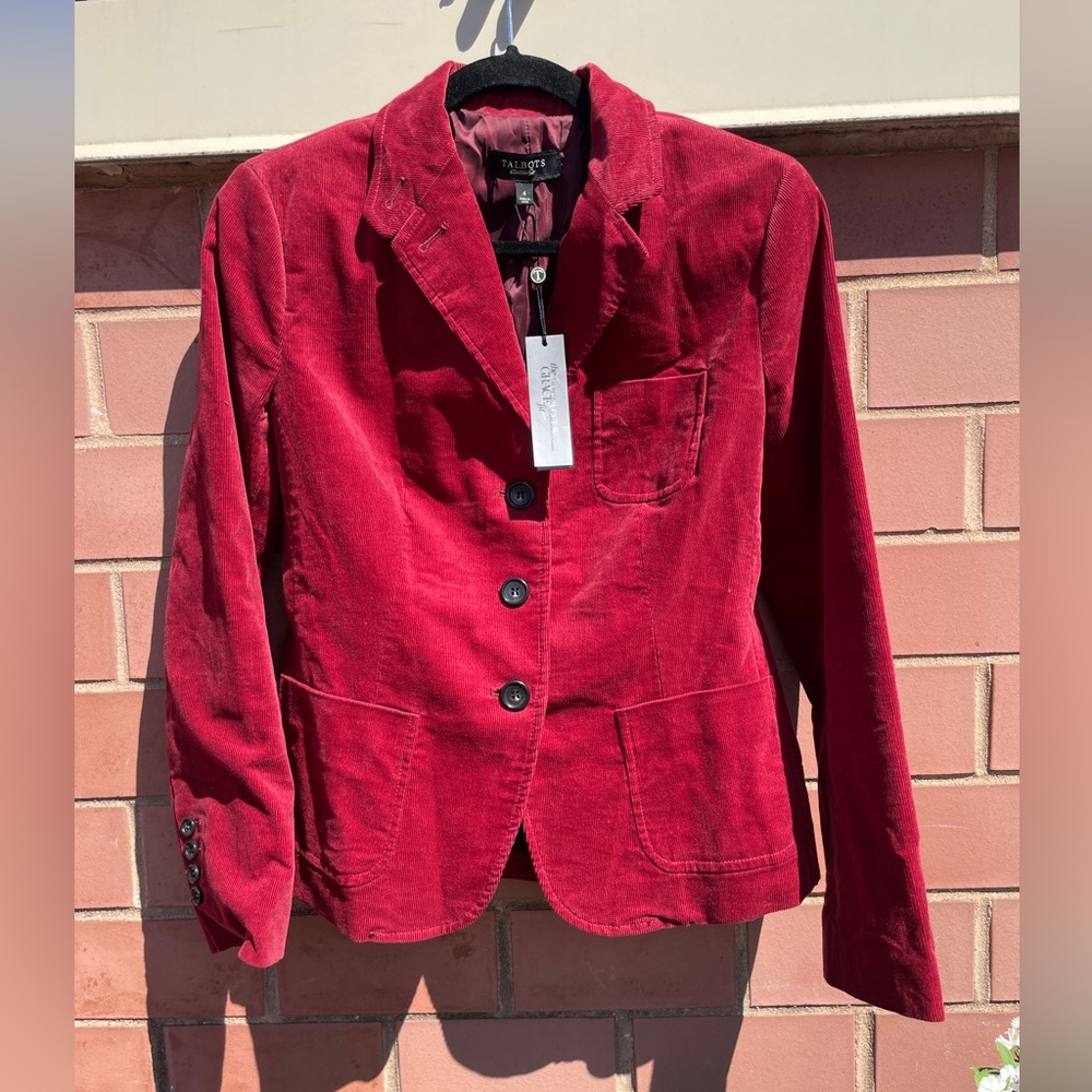 Talbots Petite Cranberry Red Corduroy Blazer